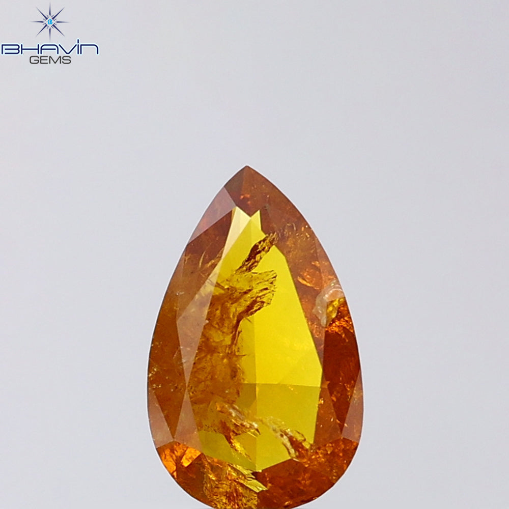1.00 CT Pear Shape Natural Diamond Orange Color I2 Clarity (8.36 MM)