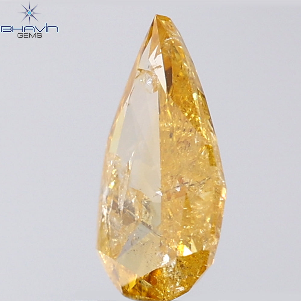 0.83 CT Pear Shape Natural Diamond Orange Color I3 Clarity (8.91 MM)