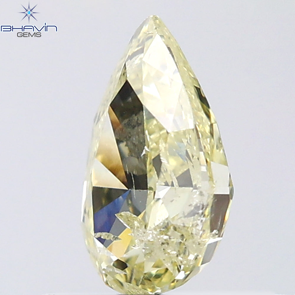 1.00 CT Pear Shape Natural Diamond Yellow Color I1 Clarity (8.10 MM)