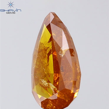 1.00 CT Pear Shape Natural Diamond Orange Color I2 Clarity (8.36 MM)