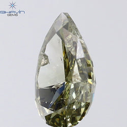 1.01 CT Pear Shape Natural Diamond Green (Chameleon) Color I2 Clarity (8.00 MM)