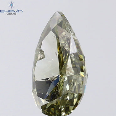 1.01 CT Pear Shape Natural Diamond Green (Chameleon) Color I2 Clarity (8.00 MM)
