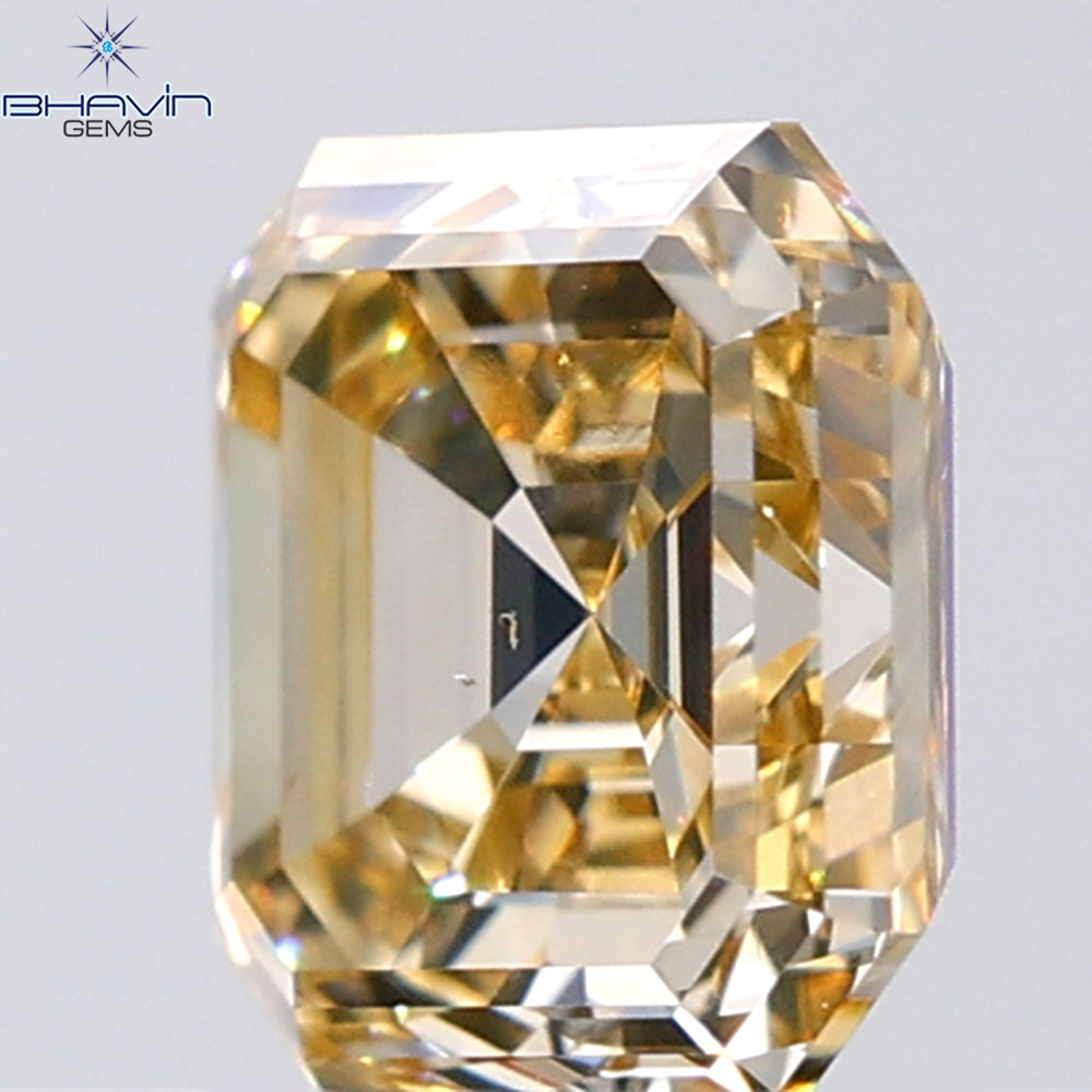 1.53 CT Asscher Shape Natural Diamond Orange Color VS2 Clarity (6.29 MM)