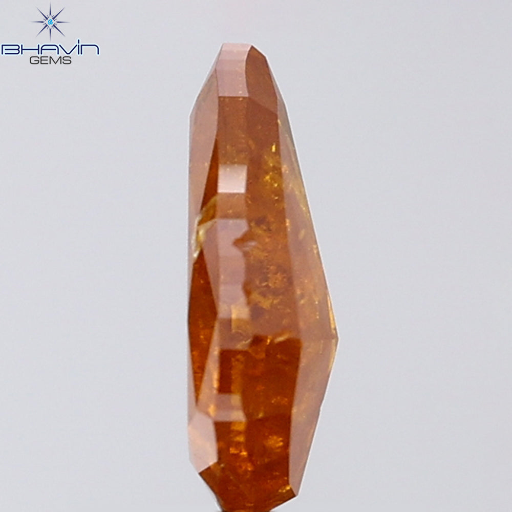 1.00 CT Pear Shape Natural Diamond Orange Color I2 Clarity (8.36 MM)