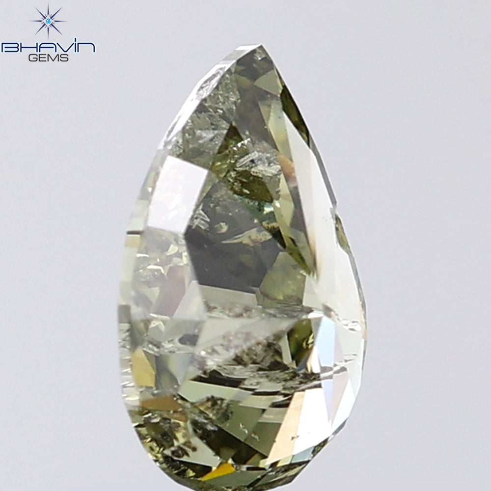 1.01 CT Pear Shape Natural Diamond Green (Chameleon) Color I2 Clarity (8.00 MM)