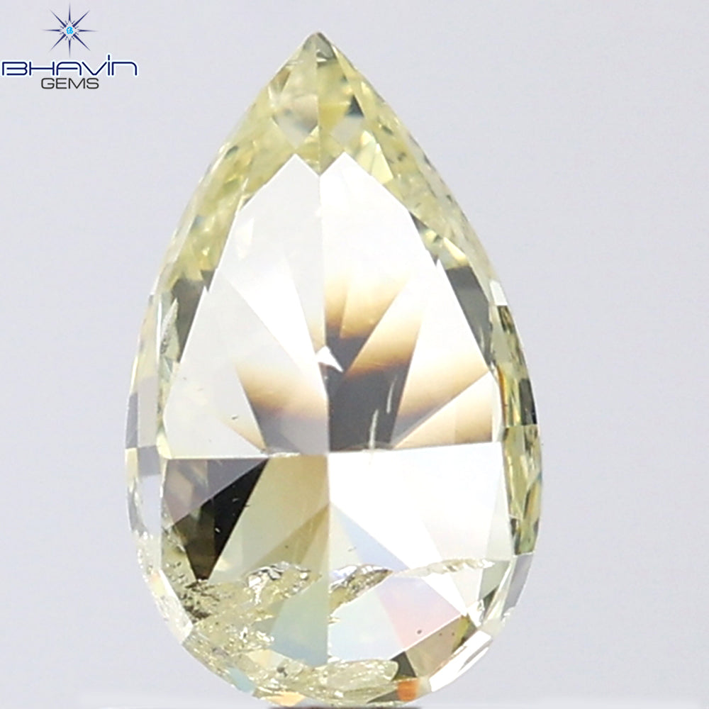 1.00 CT Pear Shape Natural Diamond Yellow Color I1 Clarity (8.10 MM)