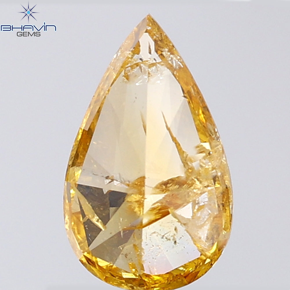 0.83 CT Pear Shape Natural Diamond Orange Color I3 Clarity (8.91 MM)