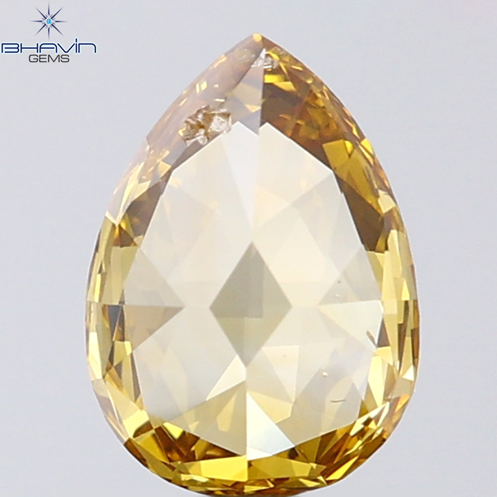 0.81 CT Pear Shape Natural Diamond Orange Color VS2 Clarity (7.81 MM)