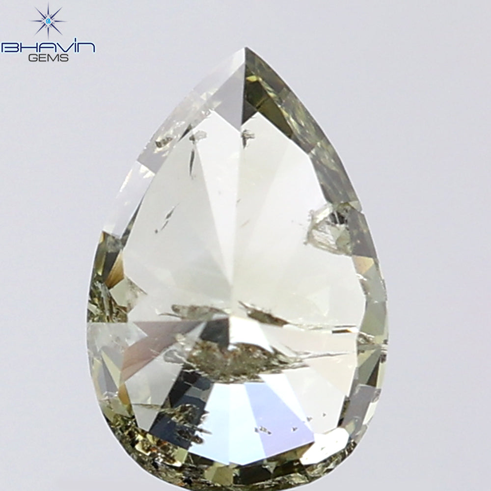 1.01 CT Pear Shape Natural Diamond Green (Chameleon) Color I2 Clarity (8.00 MM)
