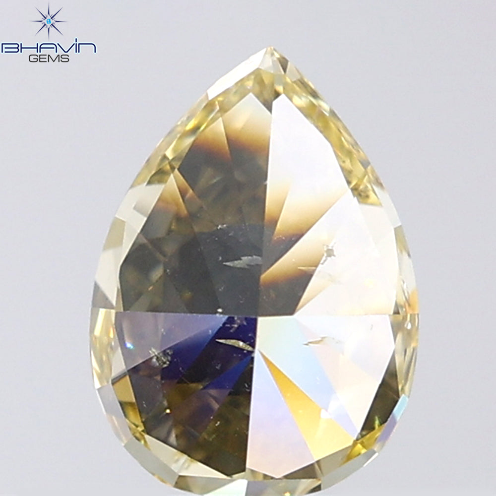 1.10 CT Pear Shape Natural Diamond Orange Color SI2 Clarity (7.79 MM)