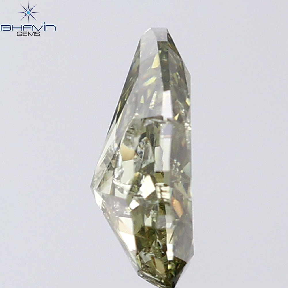 1.01 CT Pear Shape Natural Diamond Green (Chameleon) Color I2 Clarity (8.00 MM)