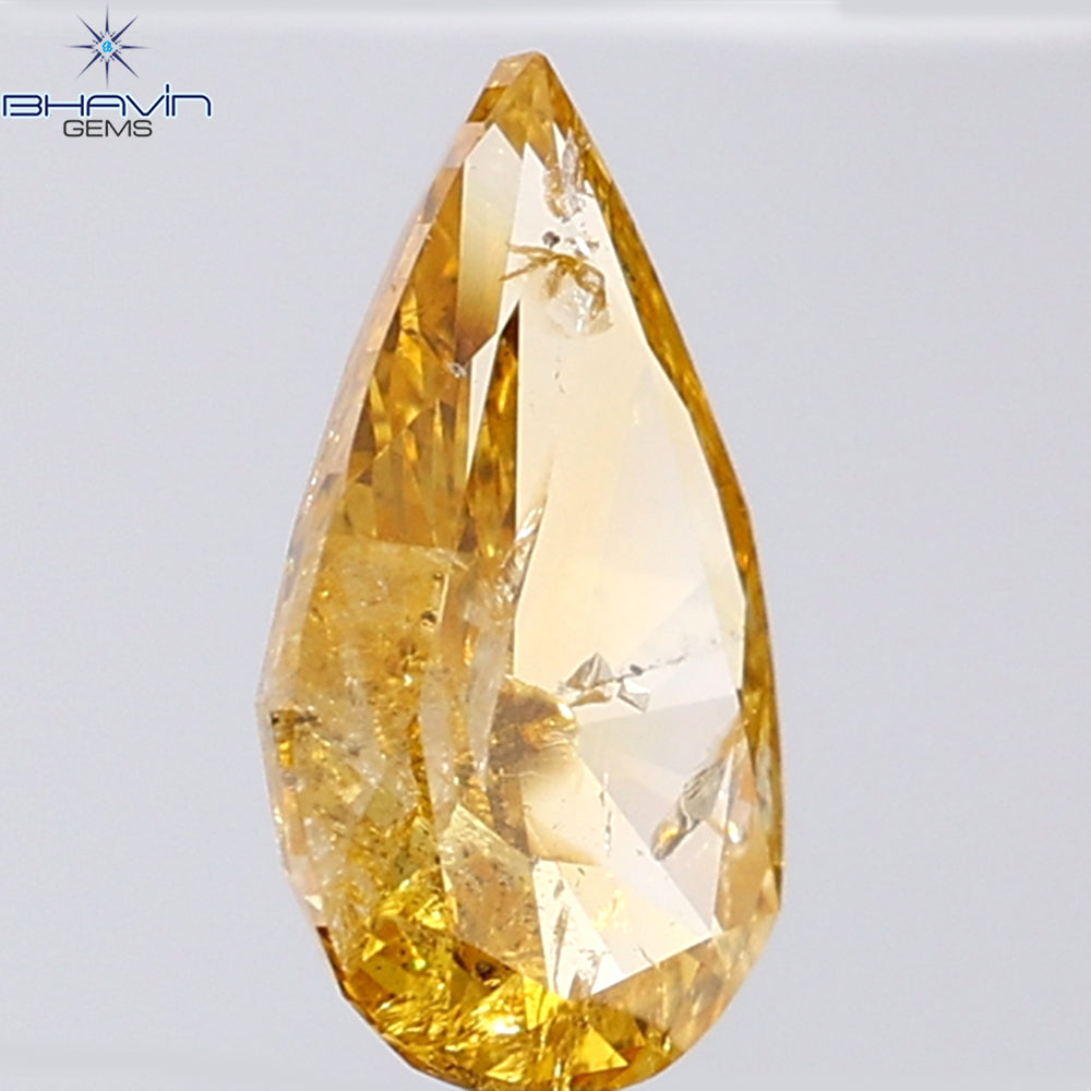 0.83 CT Pear Shape Natural Diamond Orange Color I3 Clarity (8.91 MM)