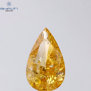 0.83 CT Pear Shape Natural Diamond Orange Color I3 Clarity (8.91 MM)