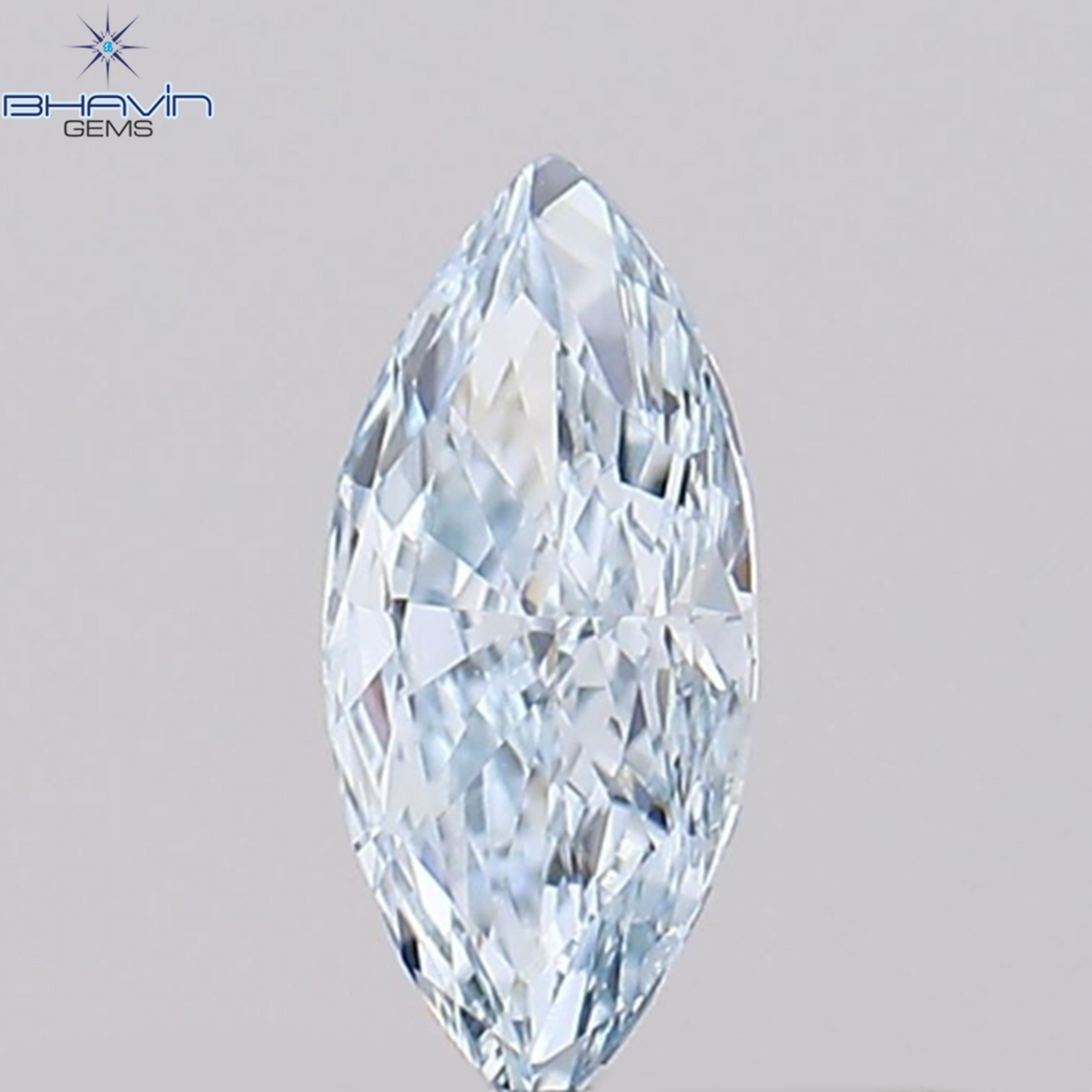 0.11 CT マーキス シェイプ ナチュラル ダイヤモンド グリーンがかったブルー カラー VVS1 クラリティ (4.91 MM)