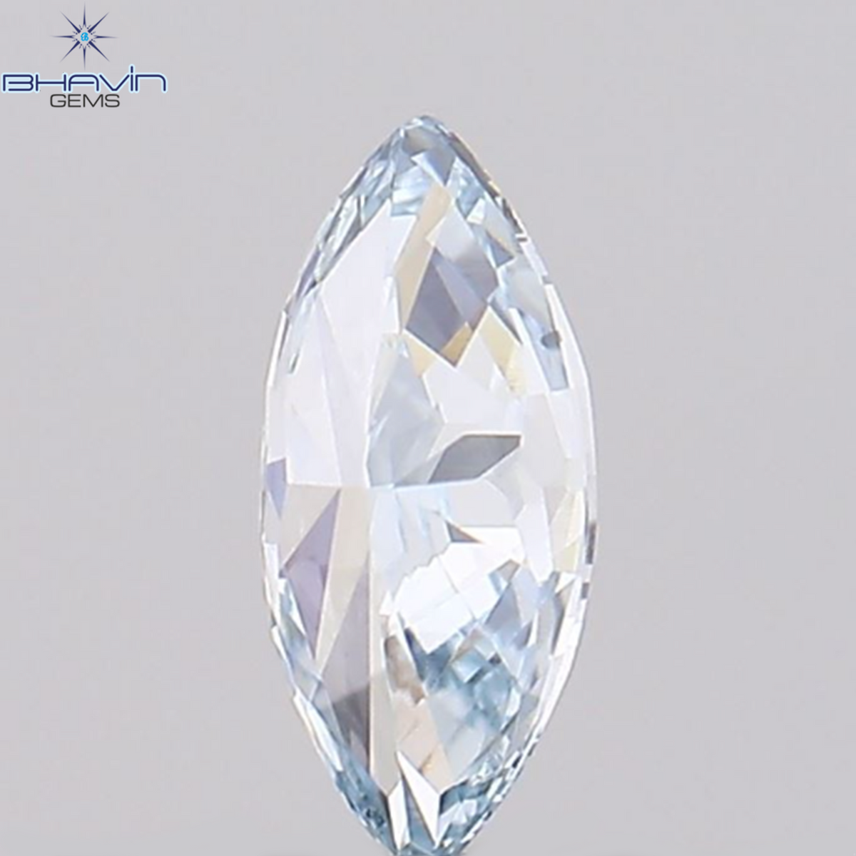 0.11 CT マーキス シェイプ ナチュラル ダイヤモンド グリーンがかったブルー カラー VVS1 クラリティ (4.91 MM)