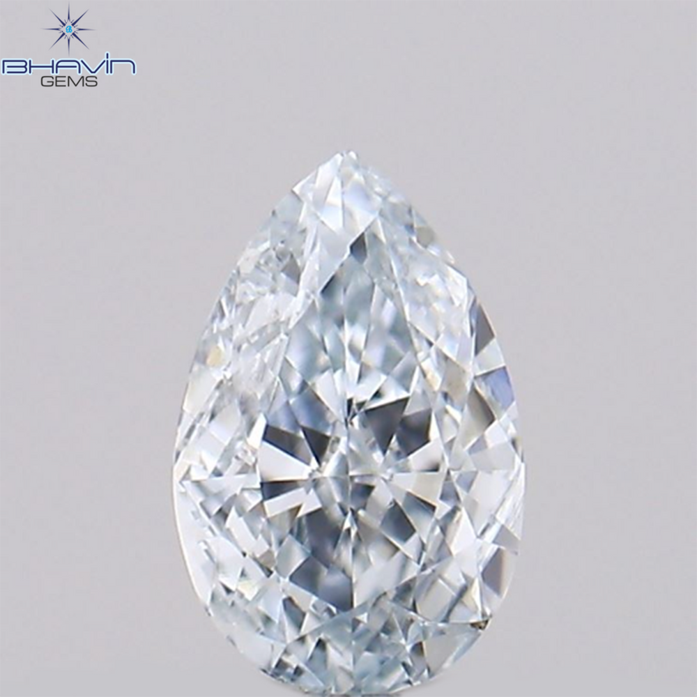 0.14 CT Pear Shape Natural Diamond Greenish Blue Color SI1 Clarity (4.17 MM)