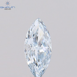 0.11 CT マーキス シェイプ ナチュラル ダイヤモンド グリーンがかったブルー カラー VVS1 クラリティ (4.91 MM)