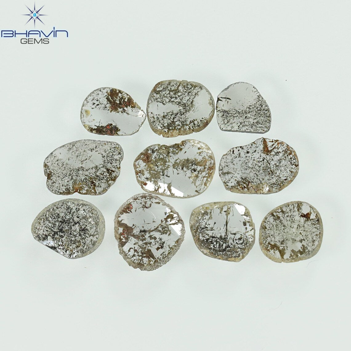 1.77 CT/10 Pcs Natural Slice Diamond Salt and Pepper Color Clarity I3 (5.68 MM)