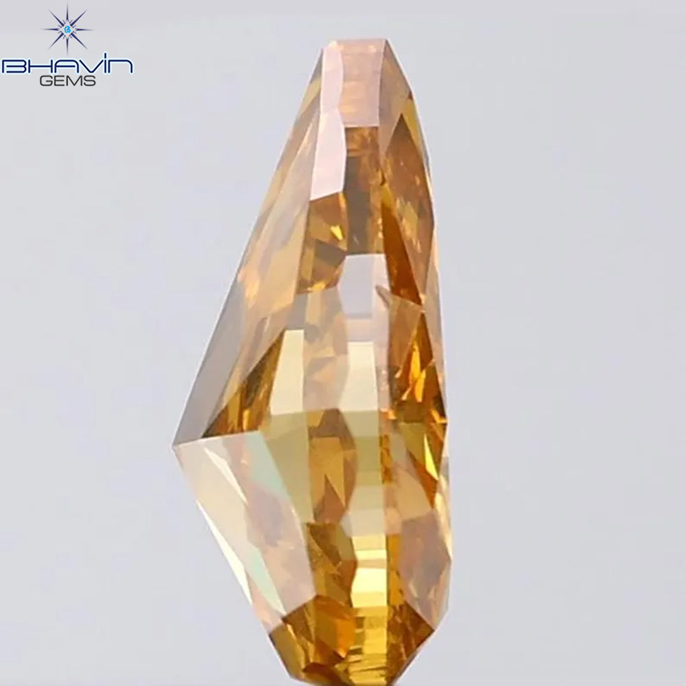 1.03 CT ペアシェイプ 天然ダイヤモンド オレンジカラー SI1 クラリティ (8.13 MM)