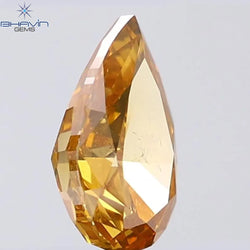 1.03 CT Pear Shape Natural Diamond Orange Color SI1 Clarity (8.13 MM)