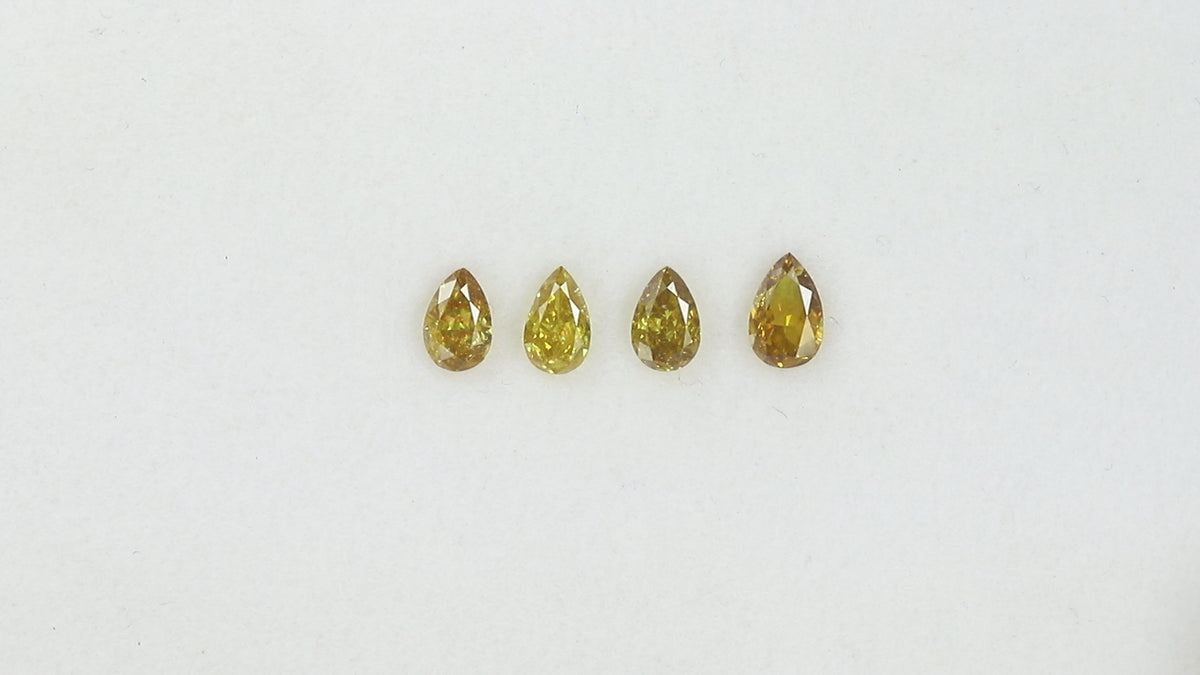 0.99 CT/4 Pcs Natural Pear Diamond Orange Color Clarity SI (5.43 MM)