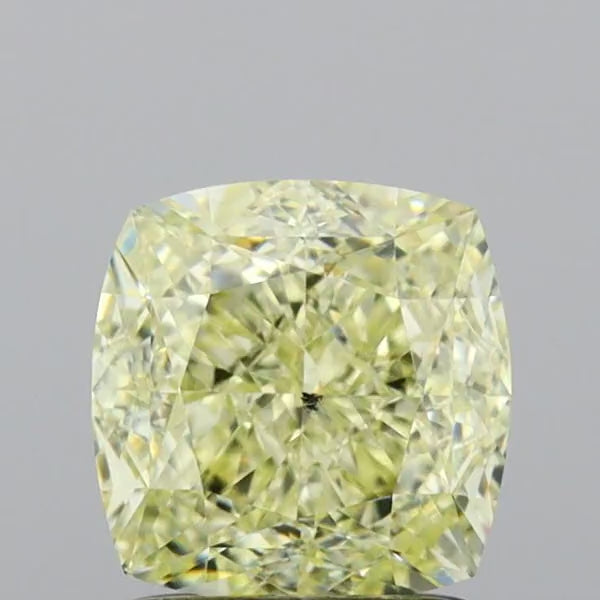 GIA Certified 1.71 CT Cushion Diamond Natural Yellow Color SI1 Clarity (6.38 MM)