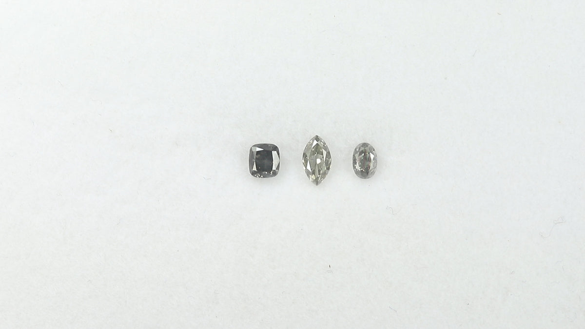 0.70 CT/3 Pcs Natural Mix Diamond Grey Color Clarity SI (5.70 MM)