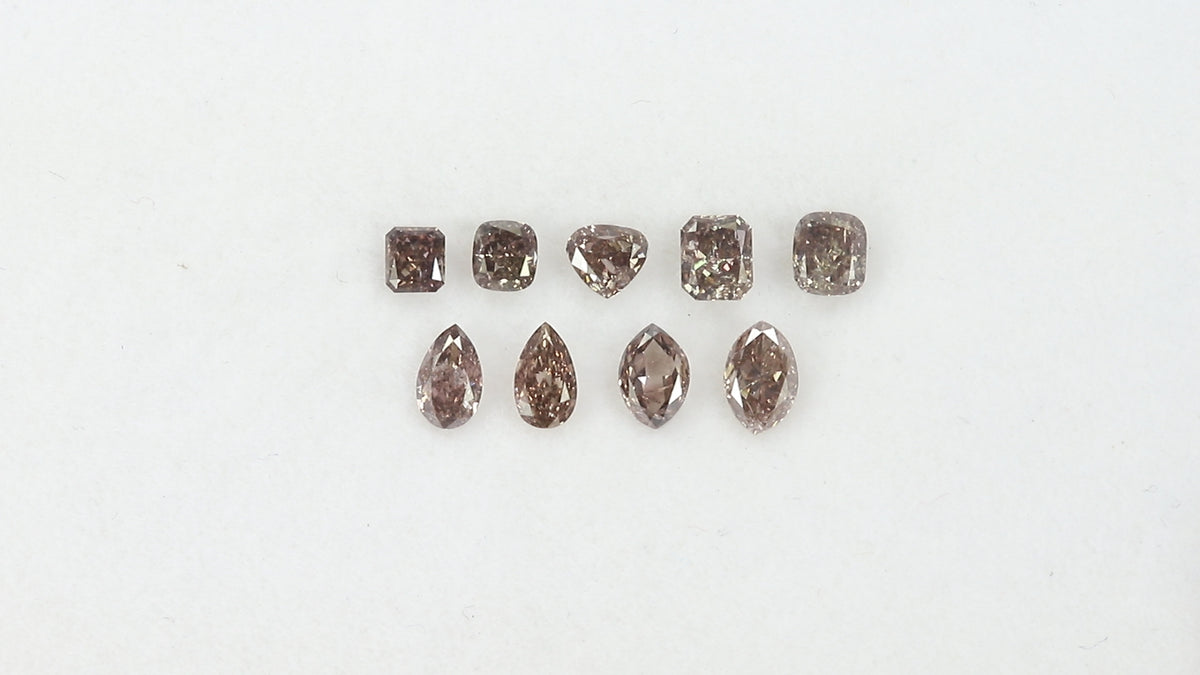 2.42 CT/9 Pcs Natural Mix Diamond Brown Pink Color Clarity SI (5.55 MM)