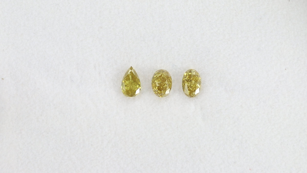 1.08 CT/3 Pcs Natural Mix Diamond Green-Yellow Color Clarity SI (5.78 MM)