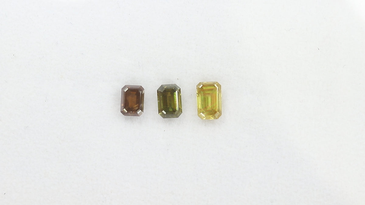 1.46 CT/3 Pcs Natural Emerald Diamond Mix Fancy Color Clarity SI (5.67 MM)