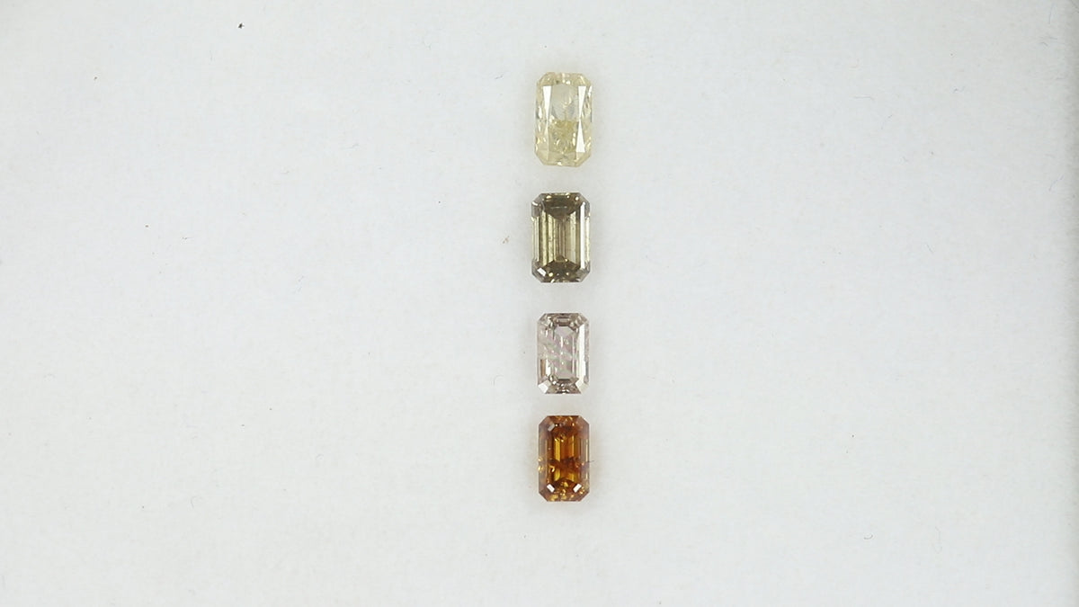 1.21 CT/4 Pcs Natural Emerald Diamond Mix Fancy Color Clarity I1 (5.05 MM)