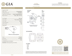 GIA Certified 1.00 CT Cushion Diamond Natural Yellow Color VS2 Clarity (5.86 MM)