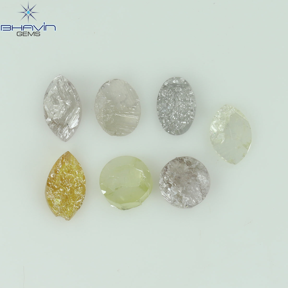 0.59 CT/7 Pcs Natural Uncut Diamond Mix Color Clarity I3 (4.25 MM)