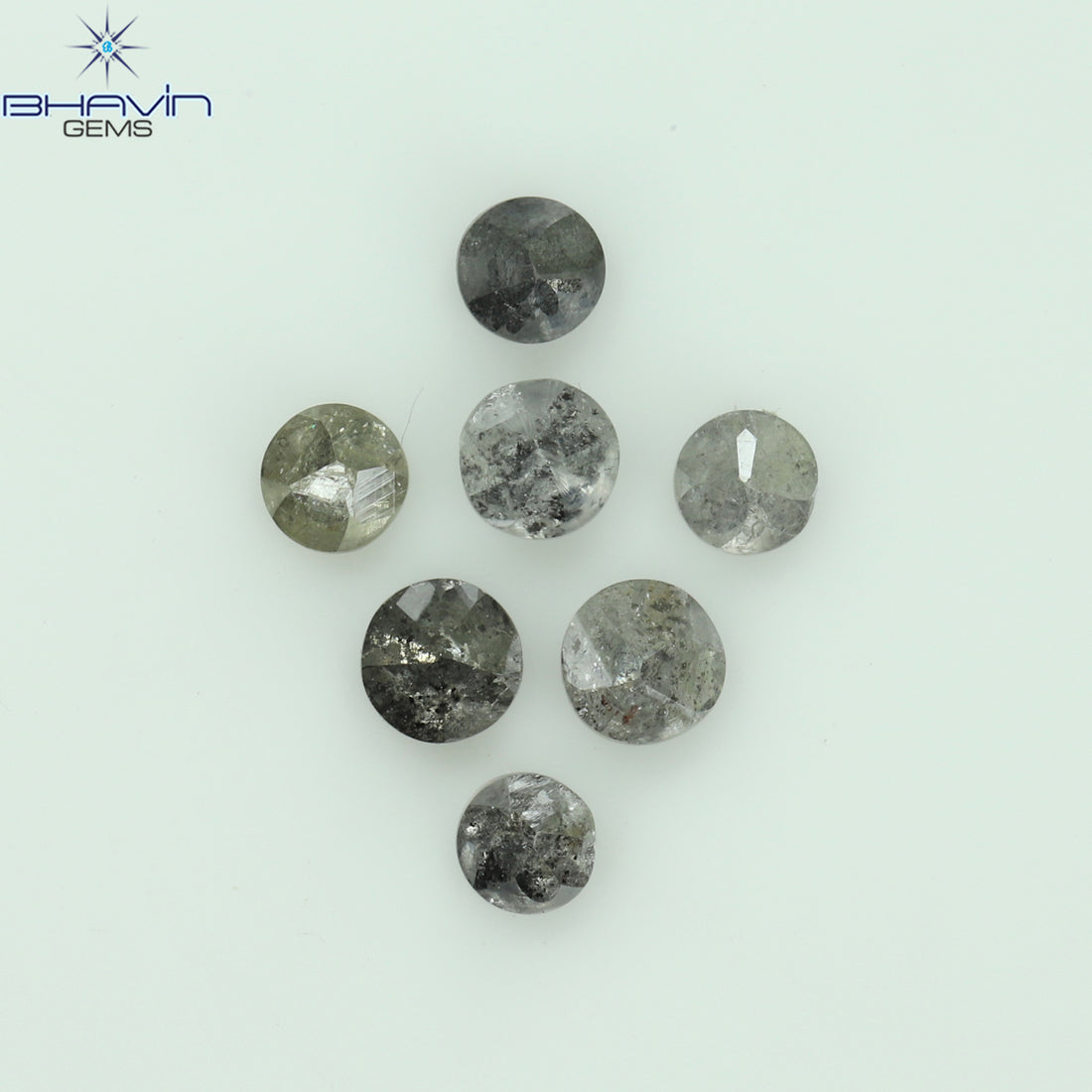 0.46 CT/7 Pcs Natural Uncut Diamond Salt And Pepper Color Clarity I3 (2.50 MM)