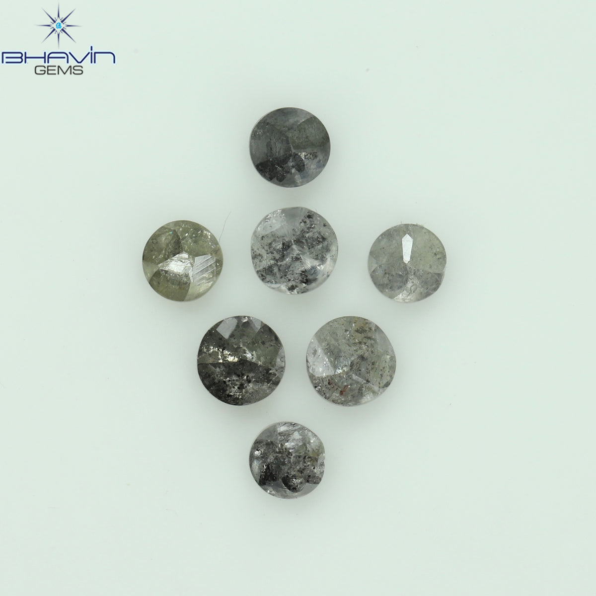 0.46 CT/7 Pcs Natural Uncut Diamond Salt And Pepper Color Clarity I3 (2.50 MM)