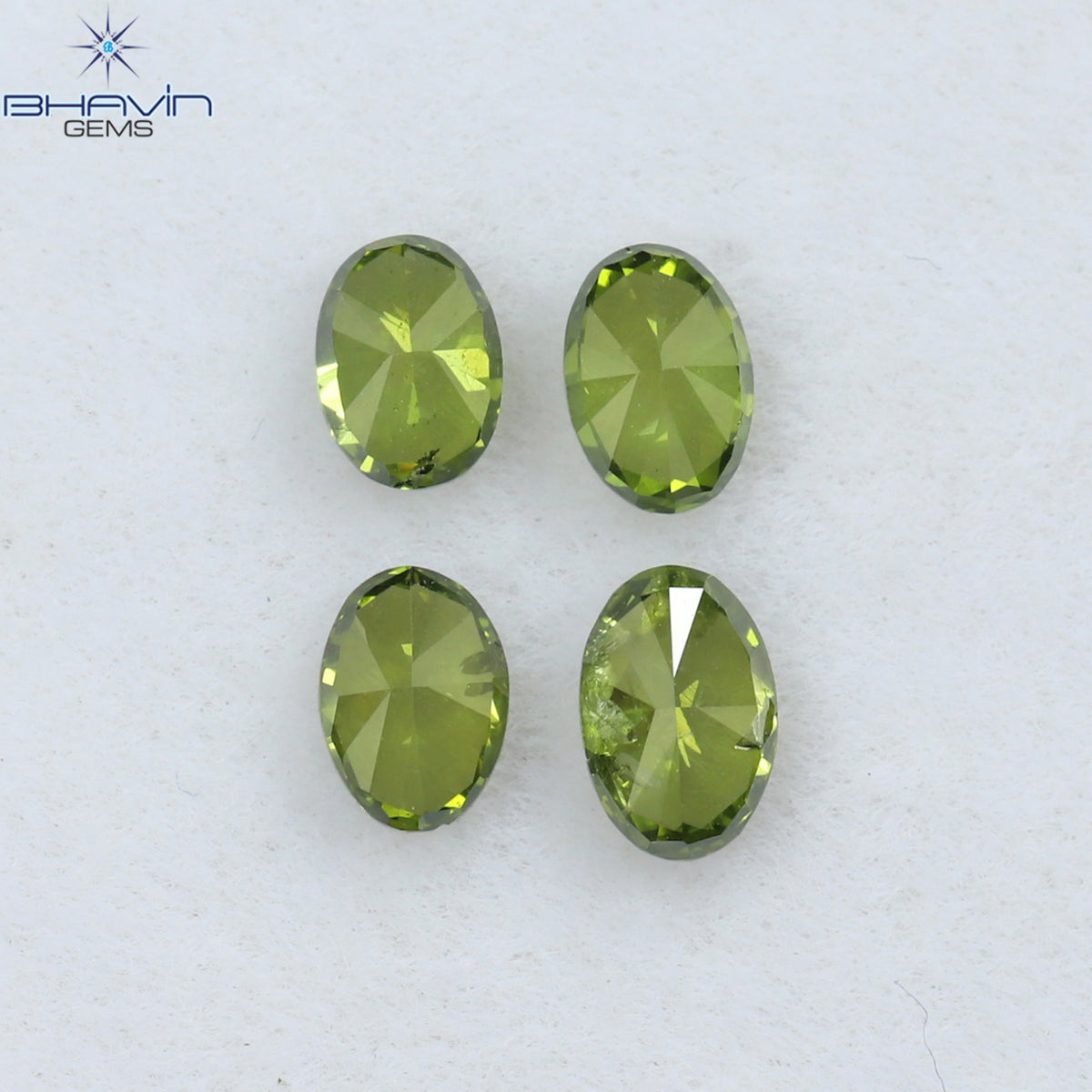 0.59 CT/4 Pcs Natural Oval Diamond Enhanced Green Color Clarity SI (4.22 MM)