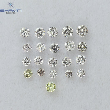 0.62 CT/21 Pcs Natural Round Diamond Pink Color Clarity VS2 (2.30 MM)
