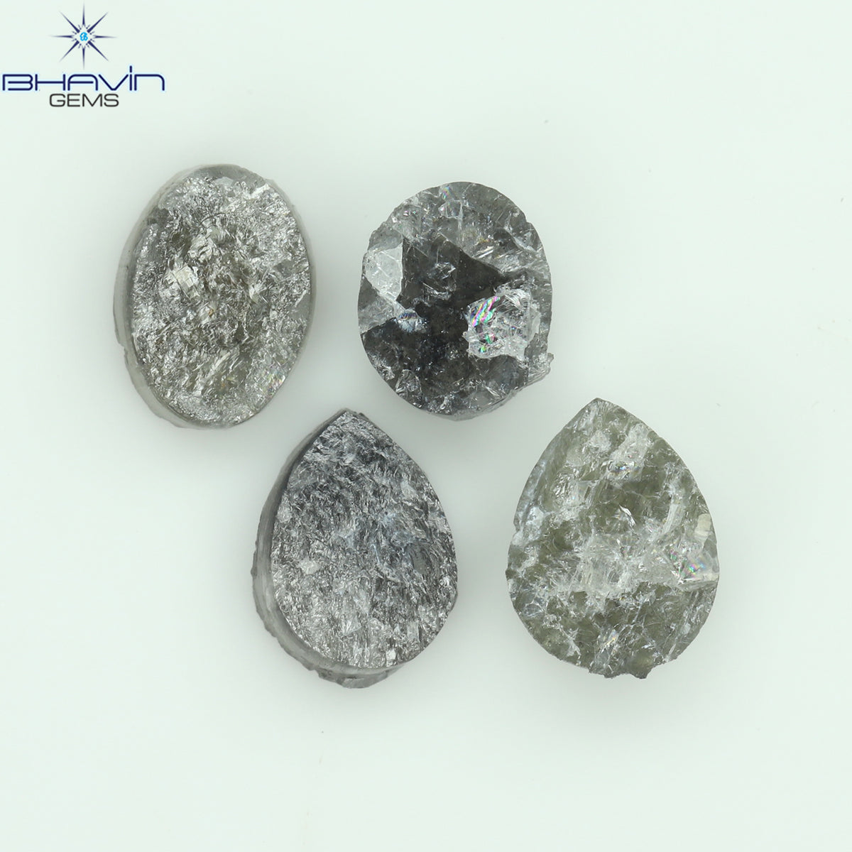 1.05 CT、ノーカット ポルキ シェイプ、天然ダイヤモンド、ブルー カラー、I3 クラリティ (5.42 MM)