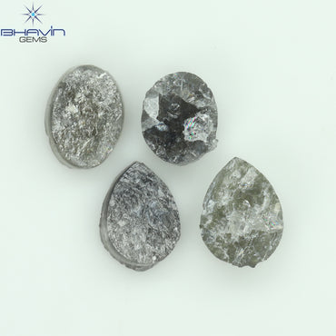 1.91 CT /4 Pcs Uncut Shape Salt And Pepper Natural Loose Diamond I3 Clarity (5.85 MM)