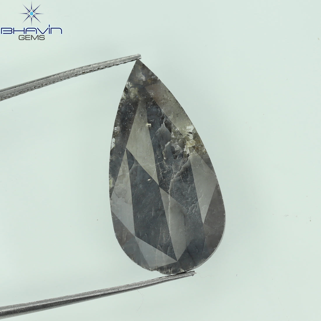 6.38 CT Natural Pear Slice Diamond Gray Color Clarity I3 (15.50 MM)