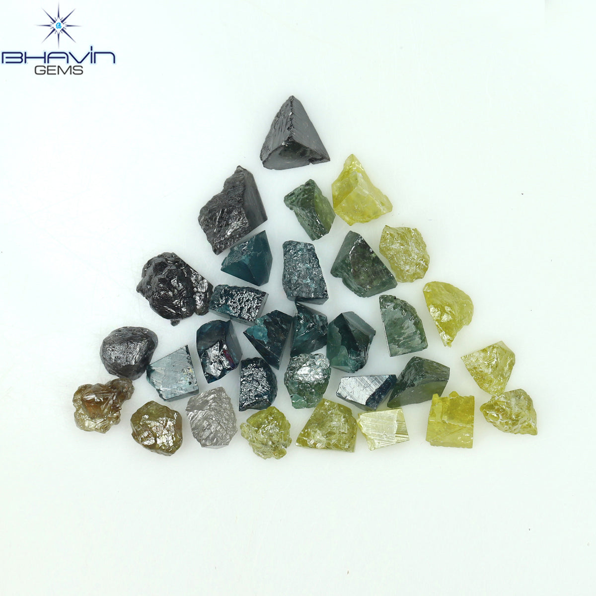 7.79 CT/38 Pcs Natural Rough Diamond Enhanced Mix Fancy Color Clarity I3 (3.89 MM)