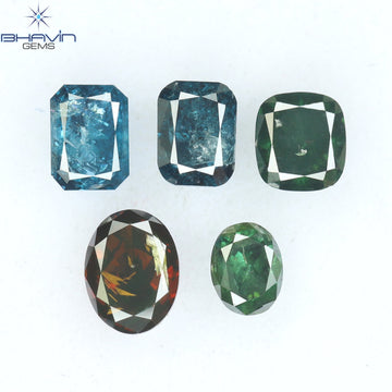 0.81 CT/5 Pcs Natural Mix Diamond Enhanced Mix Color Clarity SI-I2 (4.10 MM)