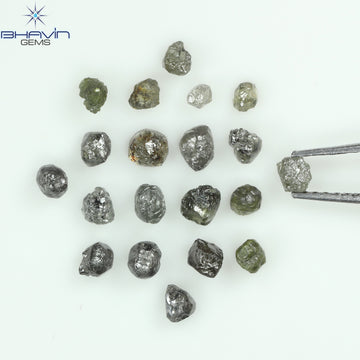 3.09 CT/20 ピース ラフシェイプ ソルト アンド ペッパー カラー ナチュラル ダイヤモンド I3 クラリティ (3.18 MM)