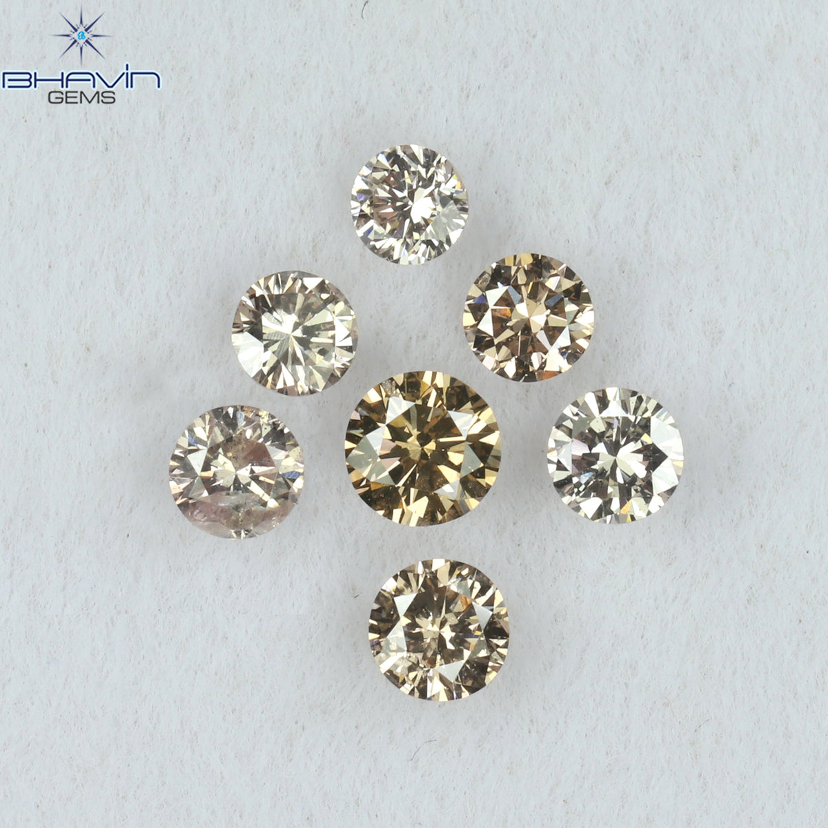 0.56 CT/7 Pcs Natural Round Diamond Brown Pink (Argyle) Color Clarity VS2 (3.20 MM)