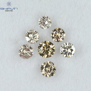 0.56 CT/7 Pcs Natural Round Diamond Brown Pink (Argyle) Color Clarity VS2 (3.20 MM)