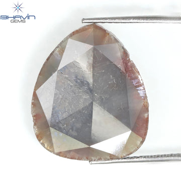 6.23 CT Pear Slice Natural Diamond Gray Brown Color Clarity I3 (18.40 MM)