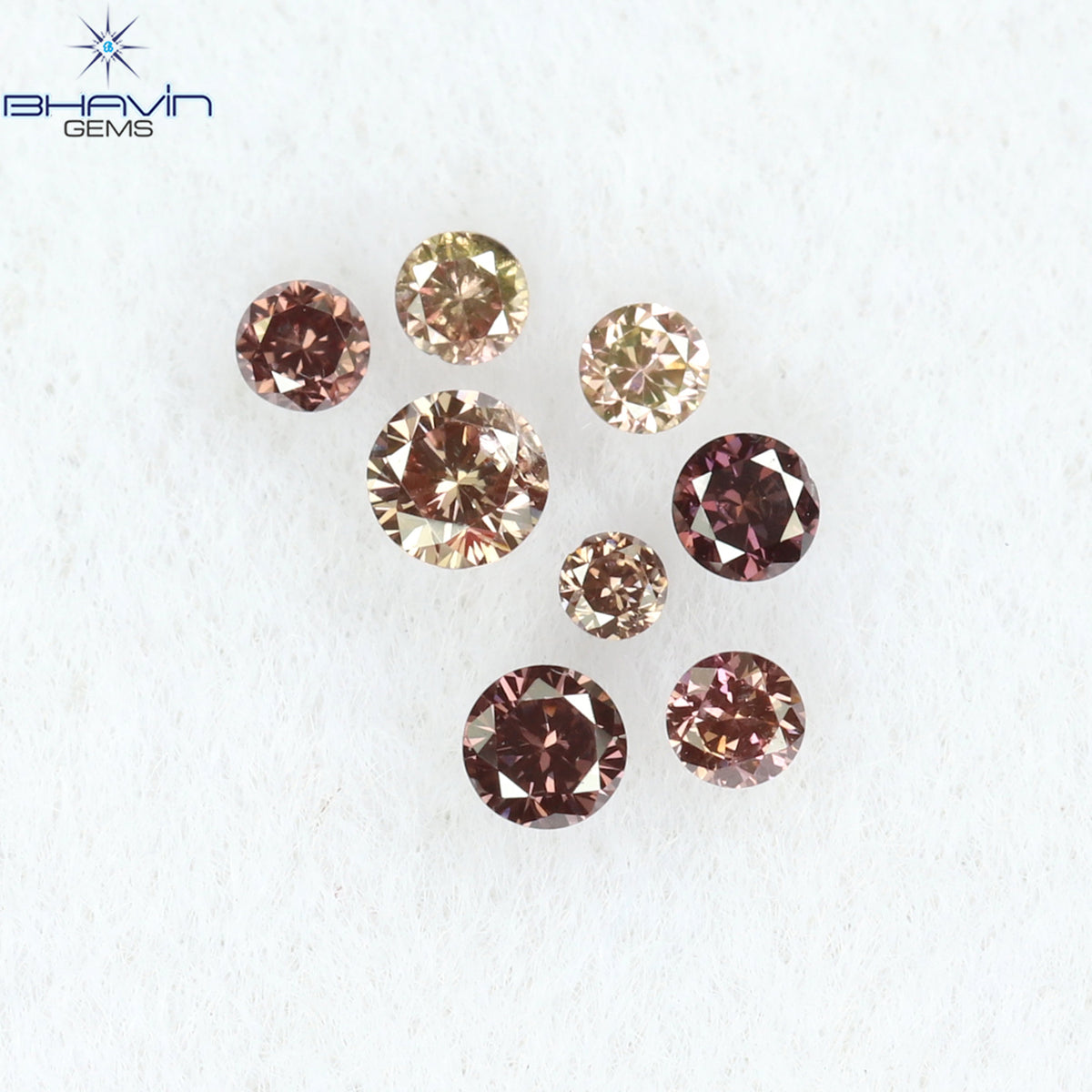 0.09 CT/8 Pcs Natural Round Diamond Enhanced Pink Color Clarity SI (1.50 MM)