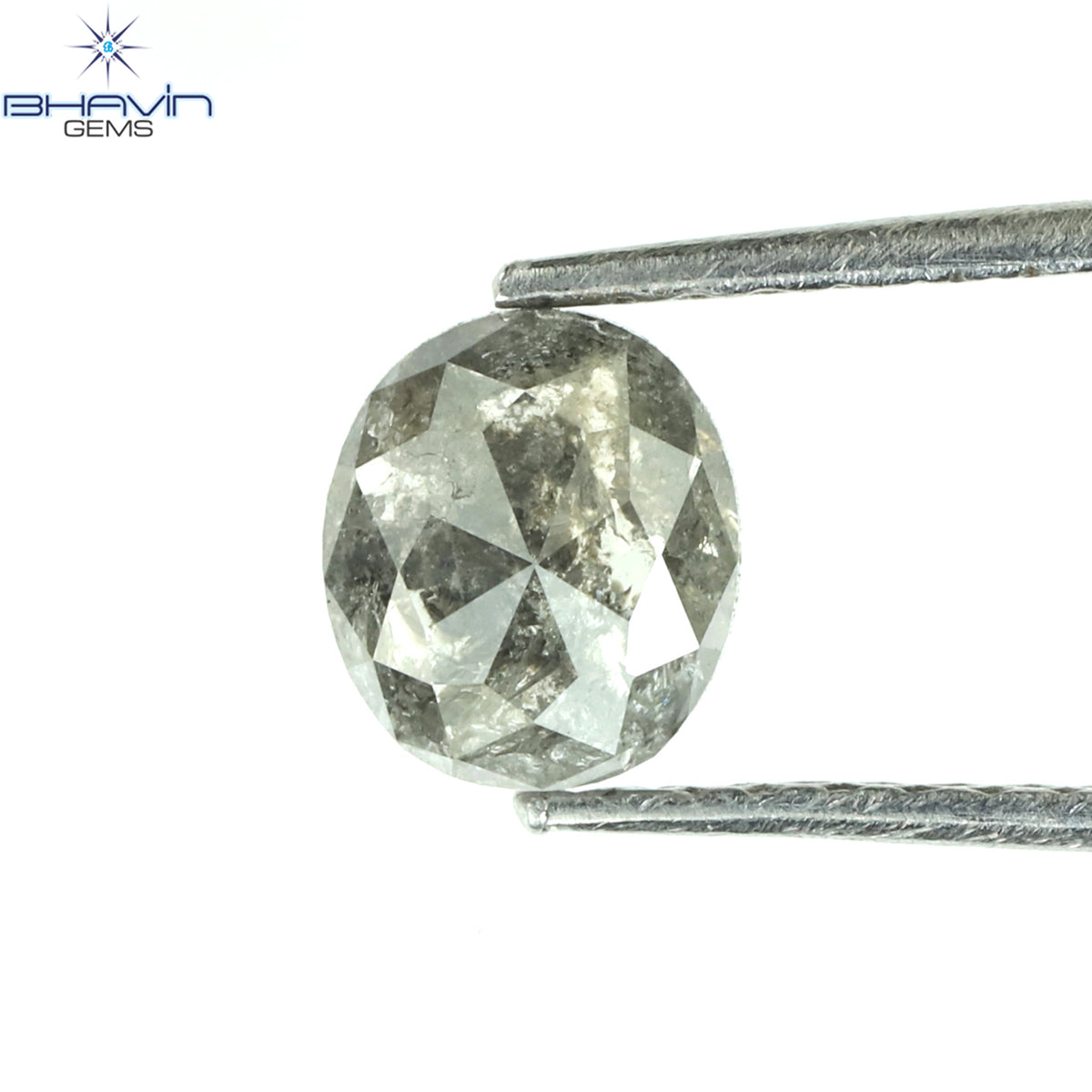 0.71 CT Natural Oval Diamond Salt and Pepper Color Clarity I3 (5.75 MM)
