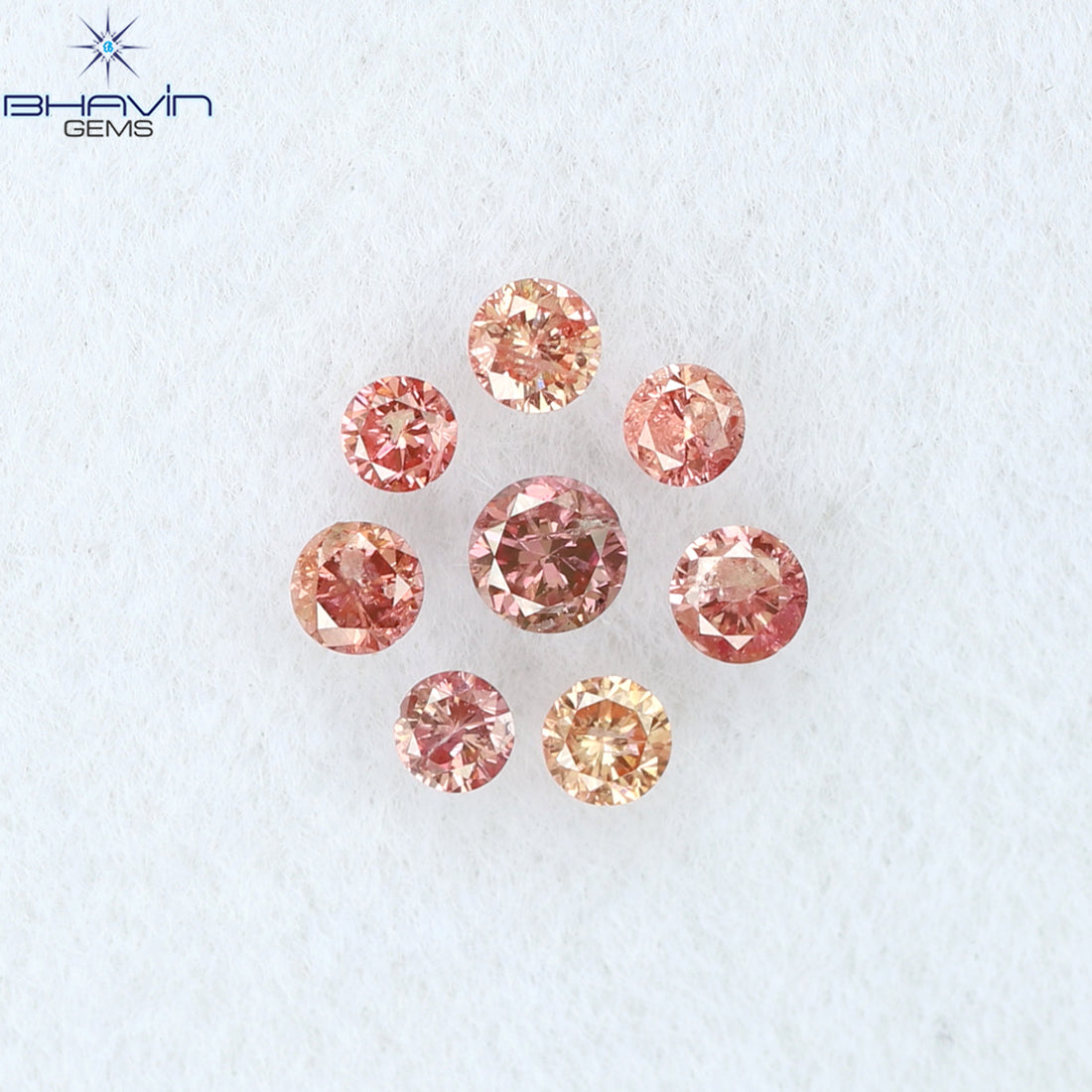 0.19 CT/8 ピース ラウンド シェイプ ナチュラル ルース ダイヤモンド ピンク カラー I2 クラリティ (2.00 MM)