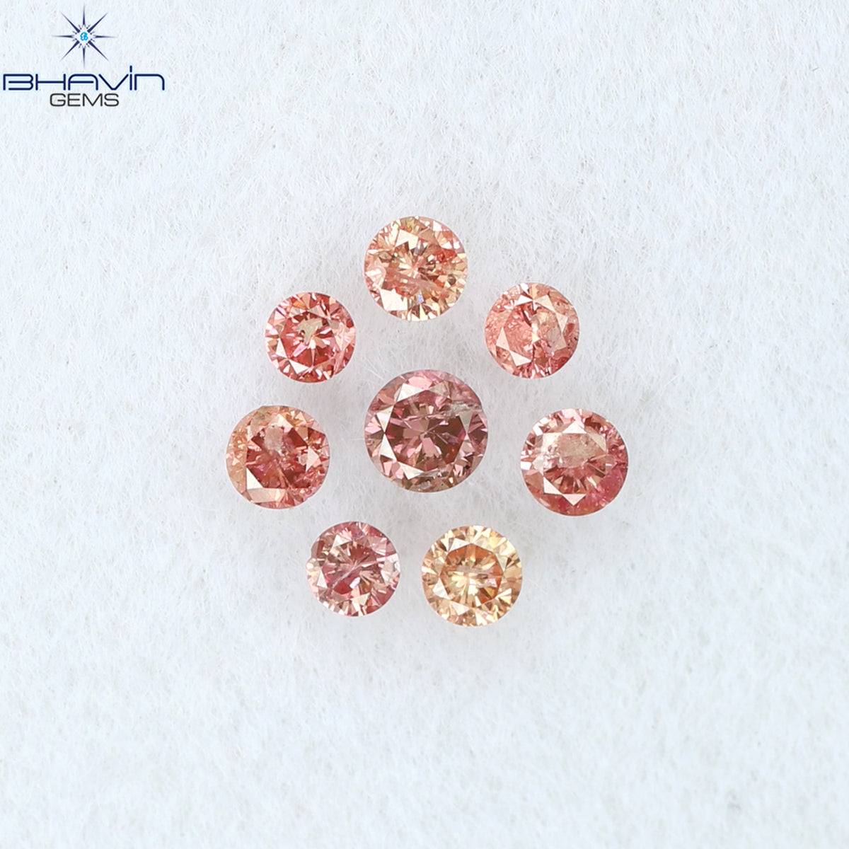 0.19 CT/8 Pcs Natural Round Diamond Enhanced Pink Color Clarity I2 (2.00 MM)